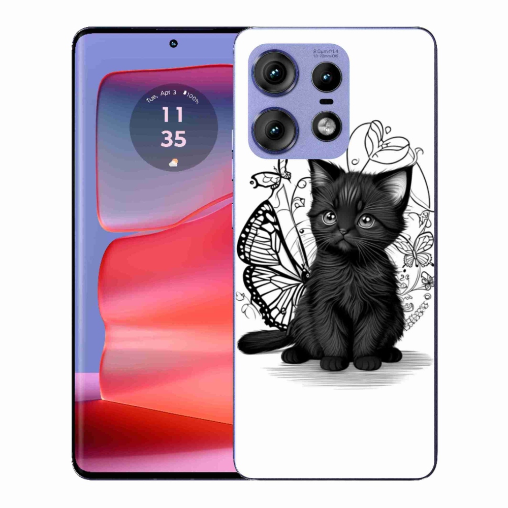 Zselés borítás mmCase a Motorola Edge 50 Pro készülékhez - fekete cica