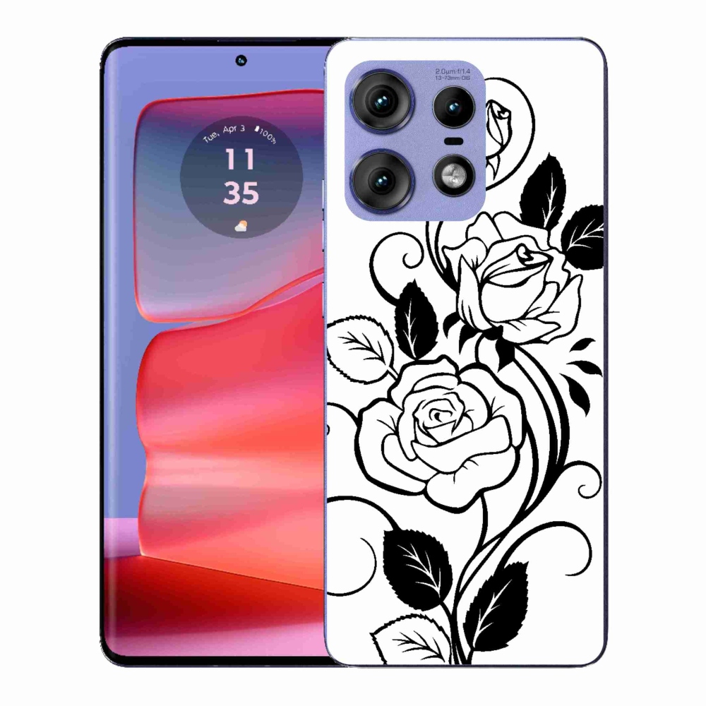 Zselés borítás mmCase a Motorola Edge 50 Pro készülékhez - fekete-fehér rózsa