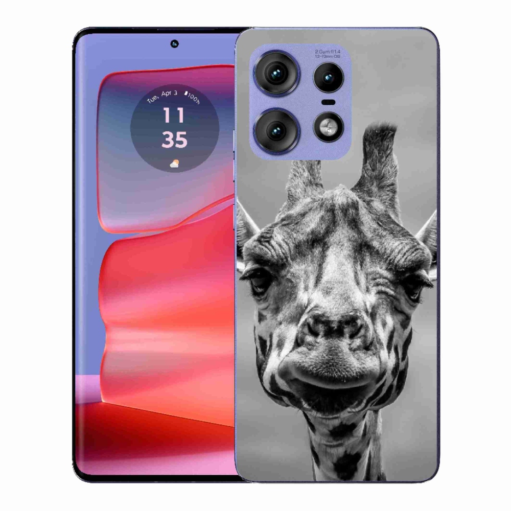 Zselés borítás mmCase a Motorola Edge 50 Pro készülékhez - fekete-fehér zsiráf