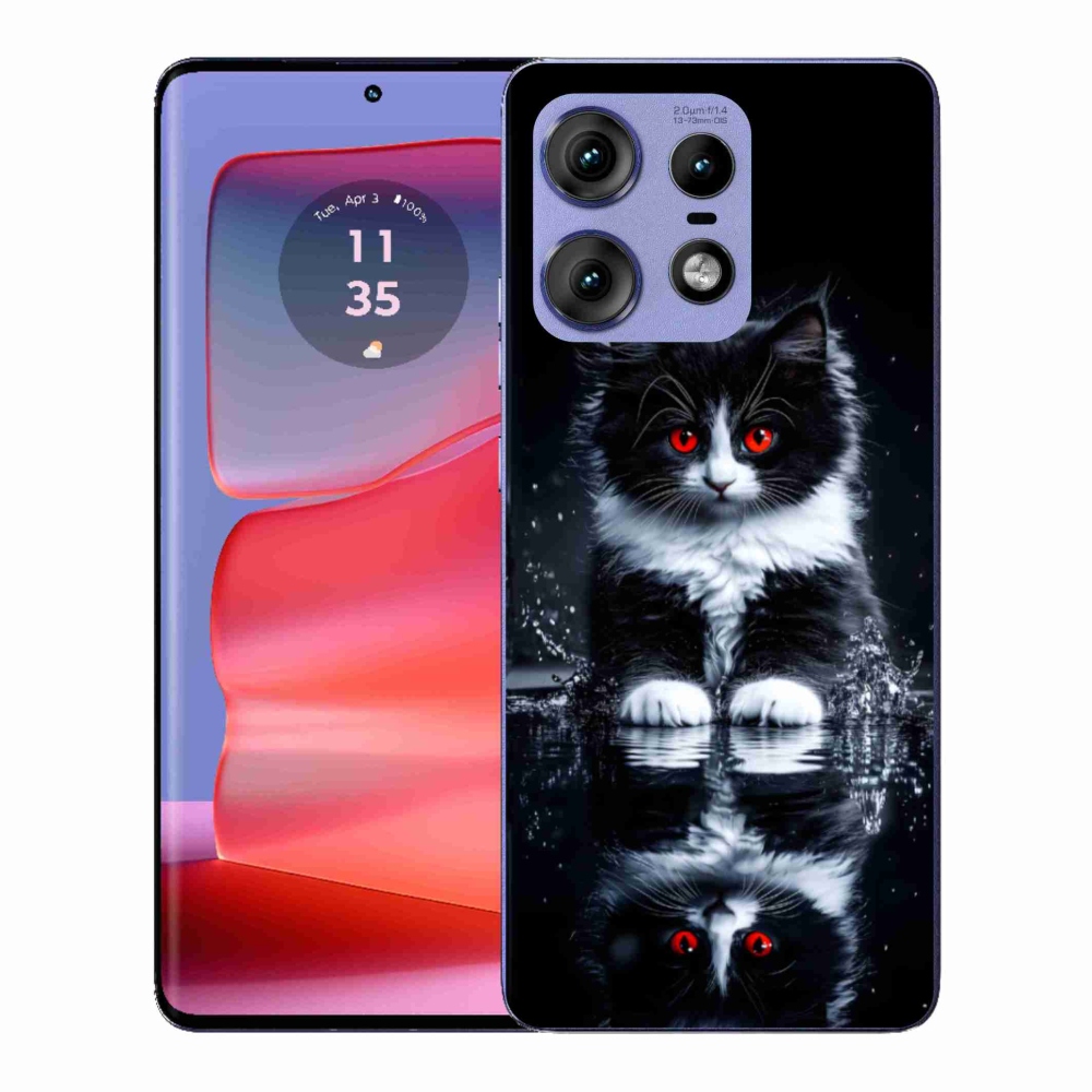 Gél védőhuzat mmCase a Motorola Edge 50 Pro készülékhez - fekete-fehér cica