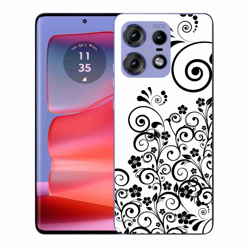 Zselés borítás mmCase a Motorola Edge 50 Pro készülékhez - fekete-fehér virágminták