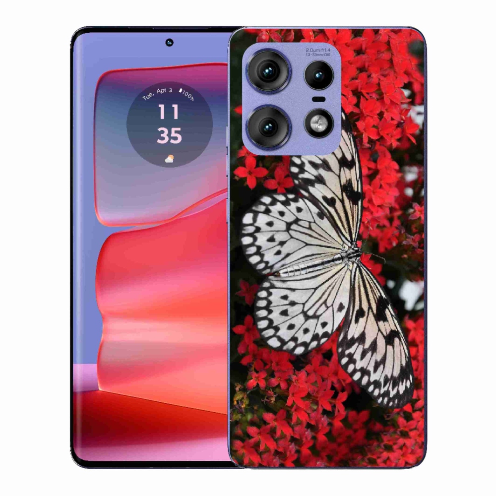 Gél védőhuzat mmCase a Motorola Edge 50 Pro készülékhez - fekete-fehér pillangó 1