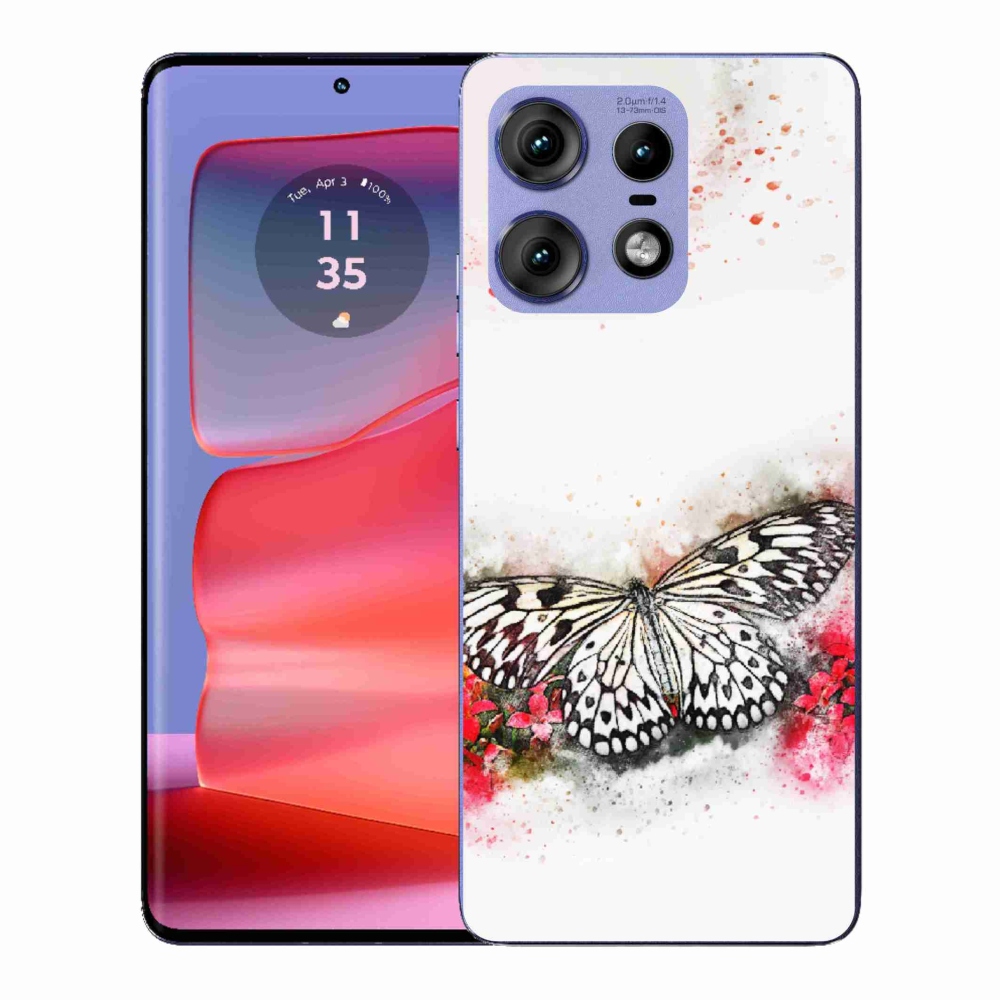 Zselés borítás mmCase a Motorola Edge 50 Pro készülékhez - fekete-fehér pillangó
