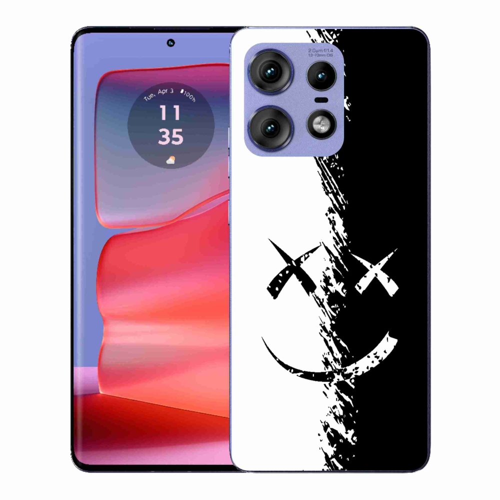 Zselés borító mmCase a Motorola Edge 50 Pro készülékhez - fekete-fehér mosolygó