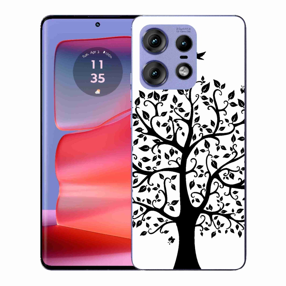 Zselés borítás mmCase a Motorola Edge 50 Pro készülékhez - fekete-fehér fa