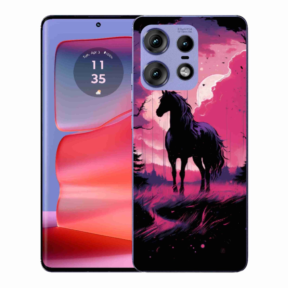Zselés borítás mmCase a Motorola Edge 50 Pro készülékhez - fekete rajzfilm ló 1