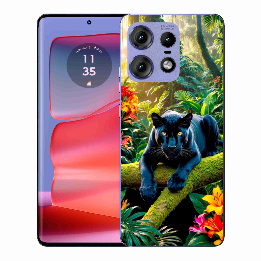 Zselés borítás mmCase a Motorola Edge 50 Pro készülékhez - fekete párduc a dzsungelben