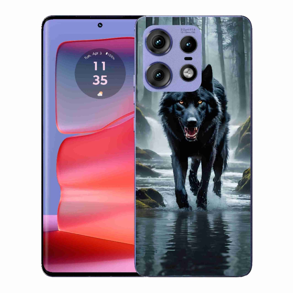 Zselés borítás mmCase a Motorola Edge 50 Pro készülékhez - fekete farkas