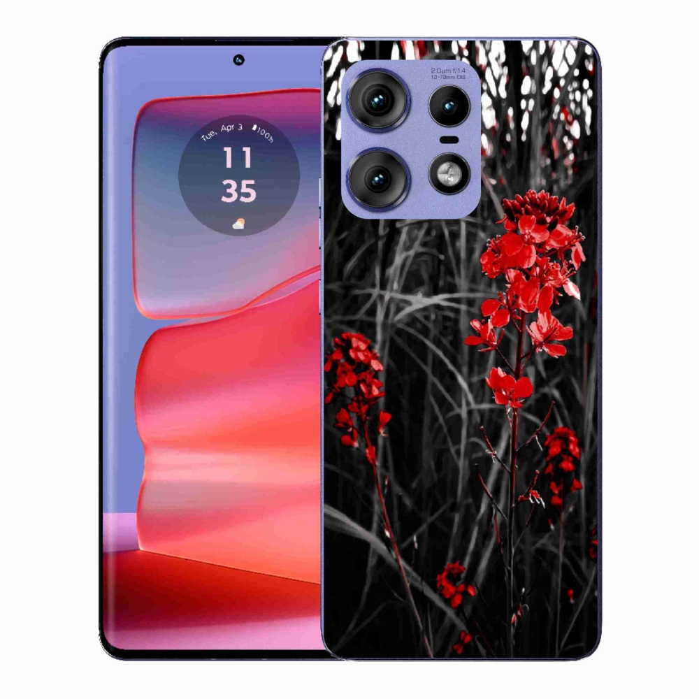 Zselés borítás mmCase a Motorola Edge 50 Pro készülékhez - piros növény
