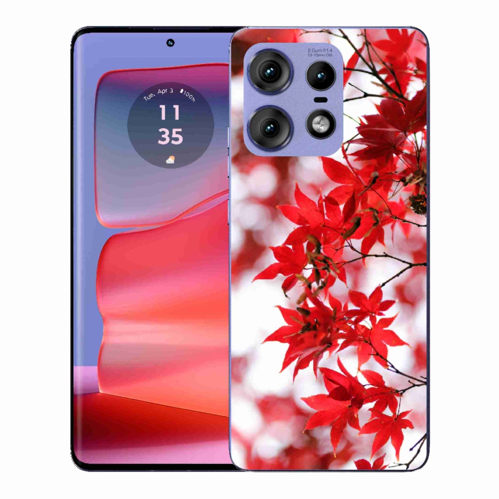 Zselés tok mmCase a Motorola Edge 50 Pro készülékhez - piros levelek