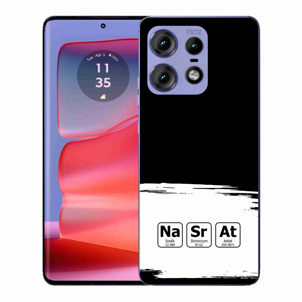 Zselés borító mmCase a Motorola Edge 50 Pro készülékhez - kémiai elemek fehér és fekete háttérrel