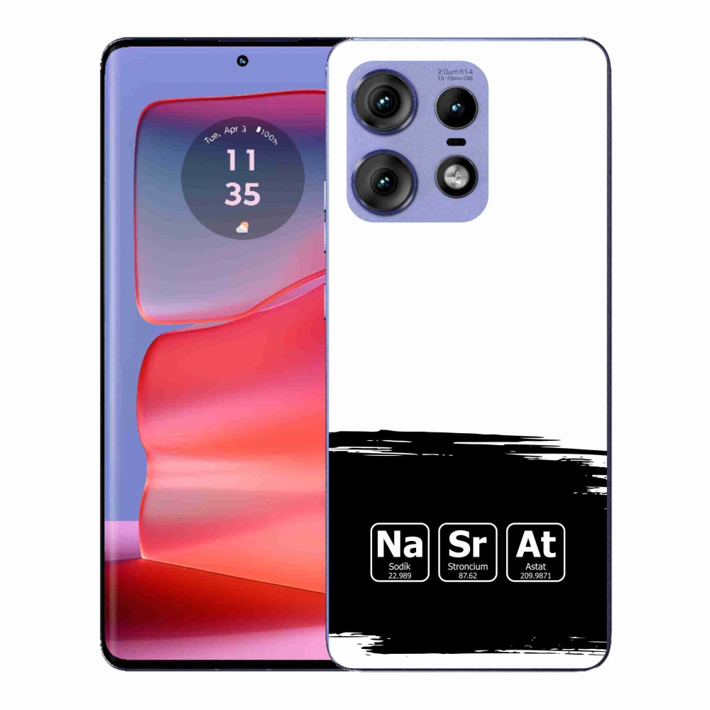 Gél borító mmCase a Motorola Edge 50 Pro készülékre - kémiai elemek fekete és fehér háttérrel