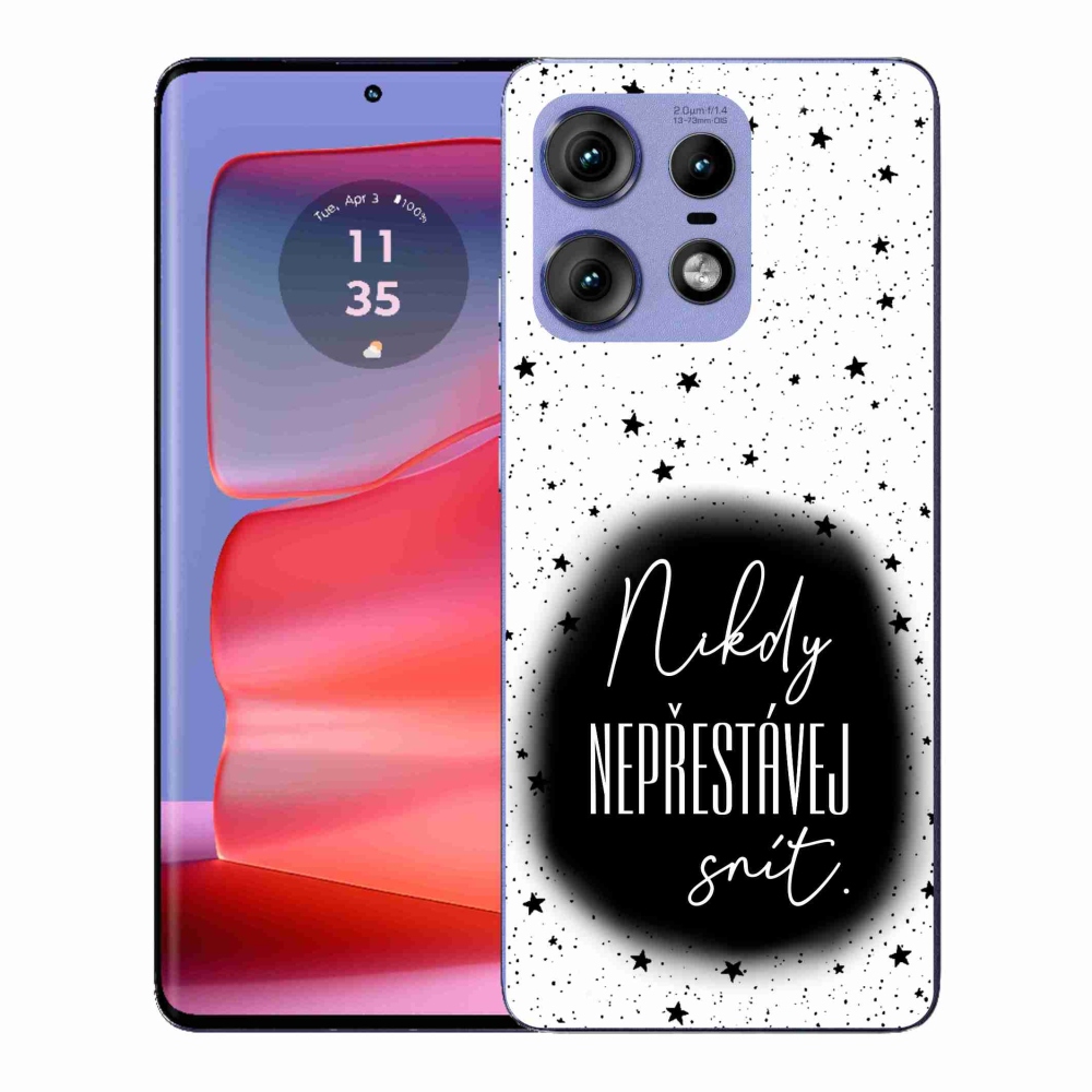 Zselés borítás mmCase a Motorola Edge 50 Pro készülékhez - idézet 1 fekete-fehér háttérrel