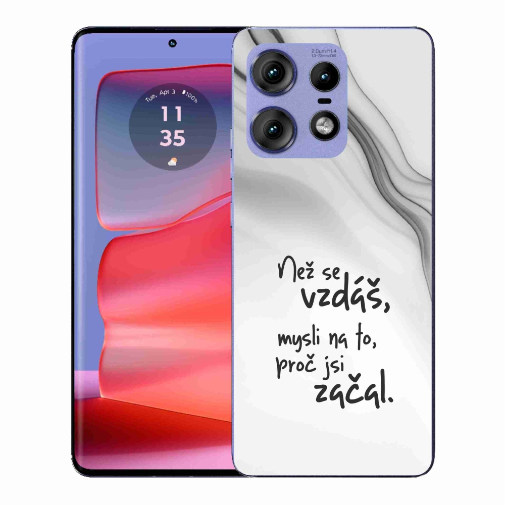 Gél védőburkolat mmCase a Motorola Edge 50 Pro készülékhez - Idézet 2 fehér háttér