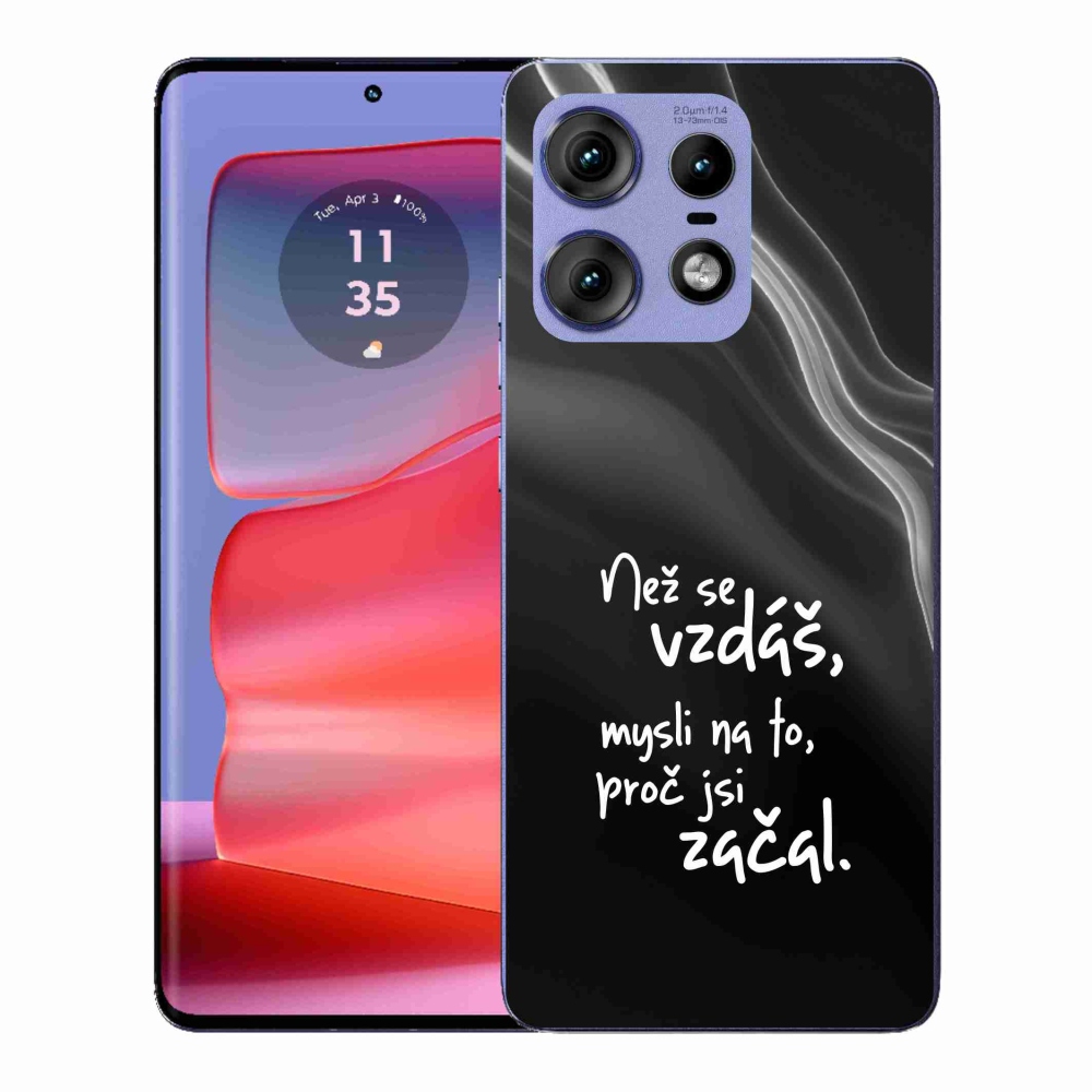 Gél védőhuzat mmCase a Motorola Edge 50 Pro készülékhez - Quote 2 fekete háttér