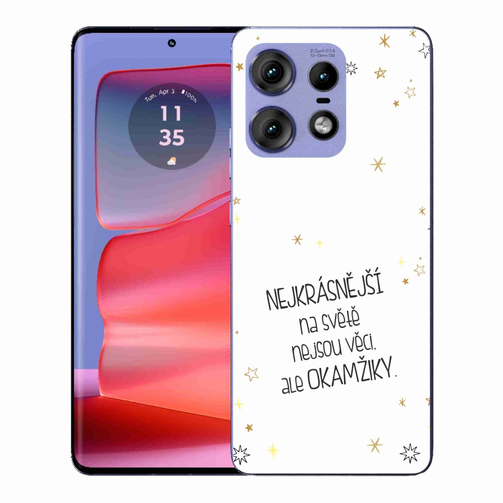 Gél védőhuzat mmCase a Motorola Edge 50 Pro készülékhez - Idézet 4 fehér háttér