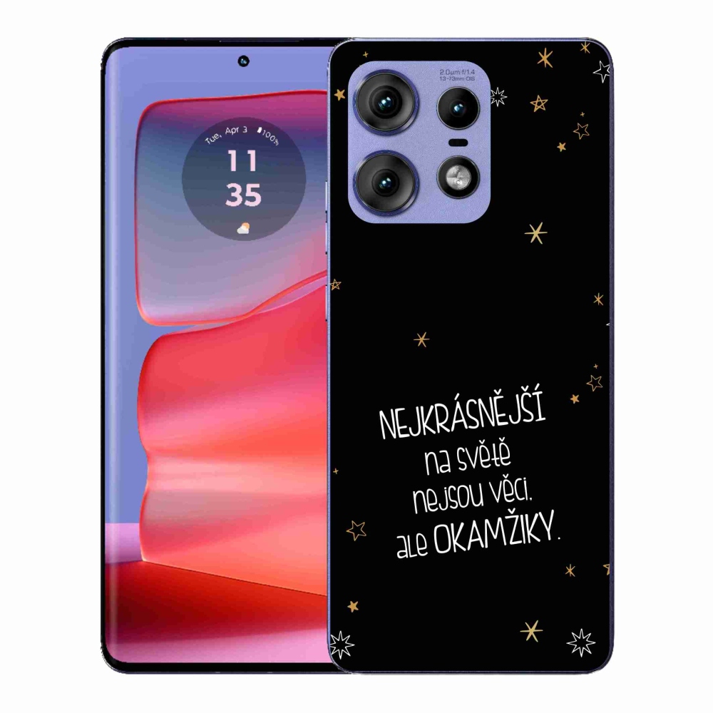 Gél védőburkolat mmCase a Motorola Edge 50 Pro készülékhez - Idézet 4 fekete háttér