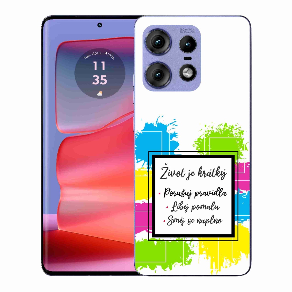 Gél védőhuzat mmCase a Motorola Edge 50 Pro készülékhez - Idézet 5 fehér háttér