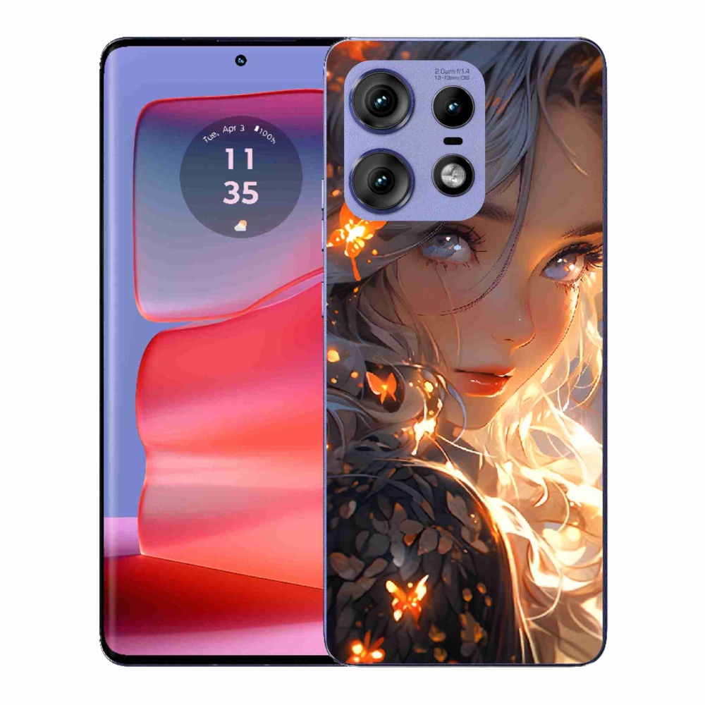 Zselés borító mmCase a Motorola Edge 50 Pro készülékhez - lány és pillangók