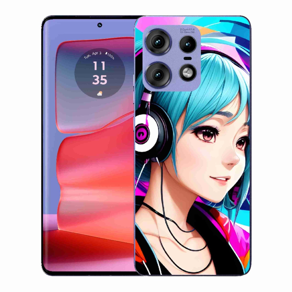 Zselés borítás mmCase a Motorola Edge 50 Pro készülékhez - lány fejhallgatóval
