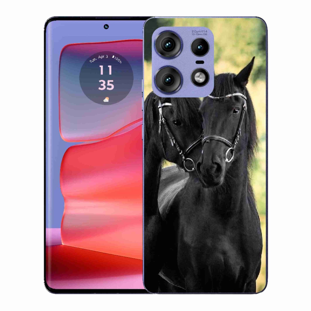 Zselés borítás mmCase a Motorola Edge 50 Pro készülékhez - két fekete ló