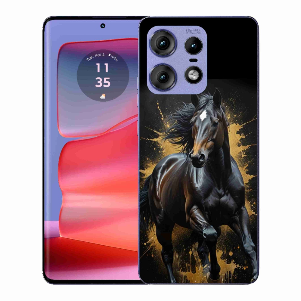 Zselés borítás mmCase a Motorola Edge 50 Pro készülékhez - elegáns fekete ménes