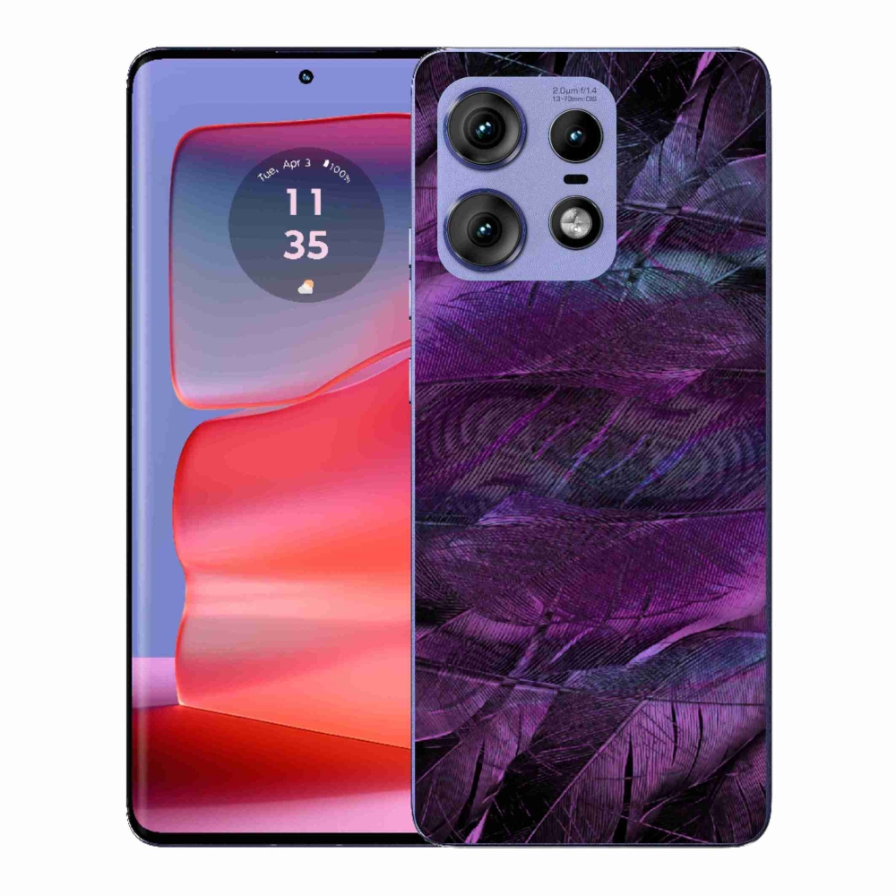 Gél védőhuzat mmCase Motorola Edge 50 Pro készülékhez - lila tollak