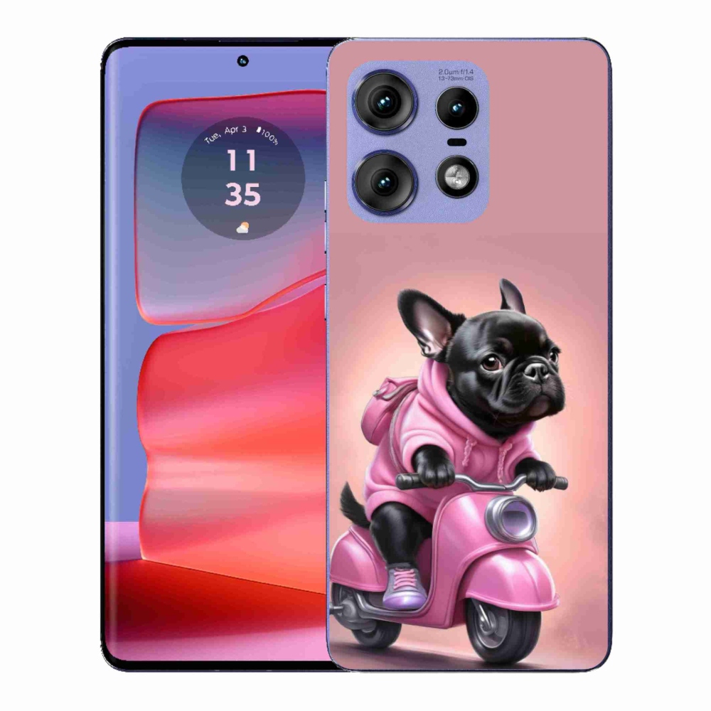 Zselés borítás mmCase a Motorola Edge 50 Pro készülékhez - Francia bulldog robogón