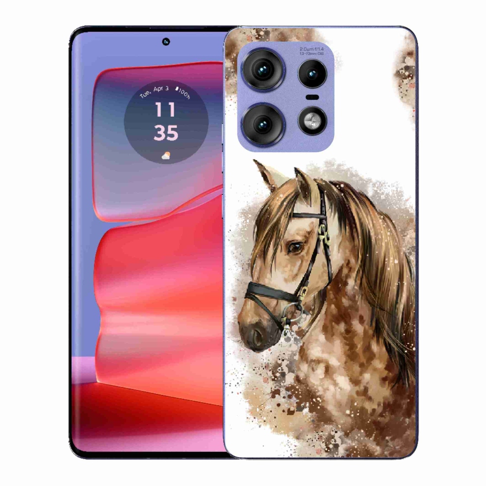 Zselés borítás mmCase a Motorola Edge 50 Pro készülékhez - barna rajzfilm ló