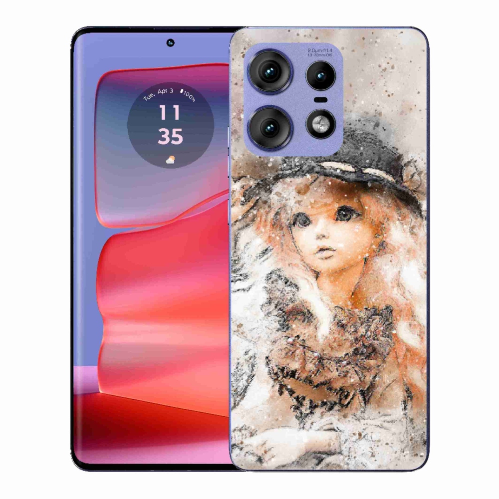 Zselés borítás mmCase a Motorola Edge 50 Pro készülékhez - lány sapkával