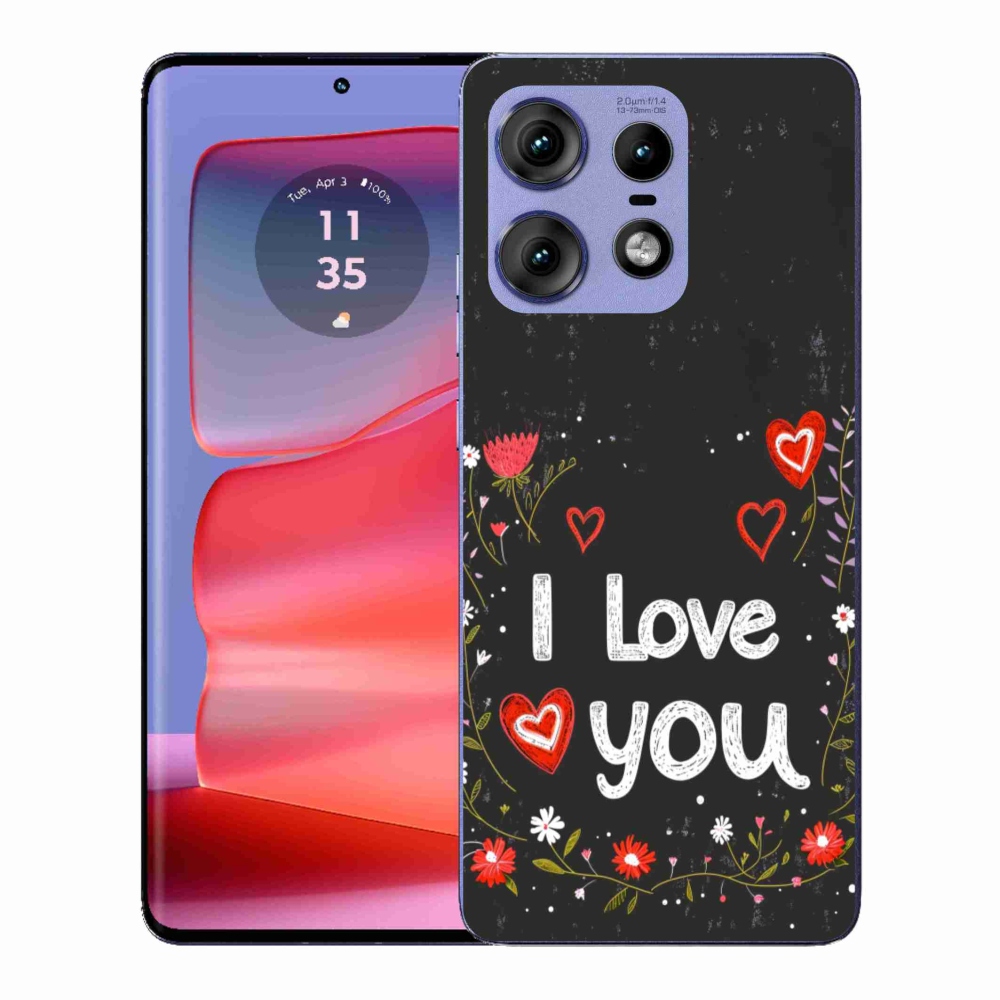 Gél borító mmCase a Motorola Edge 50 Pro készülékhez - Szeretlek fekete háttérrel