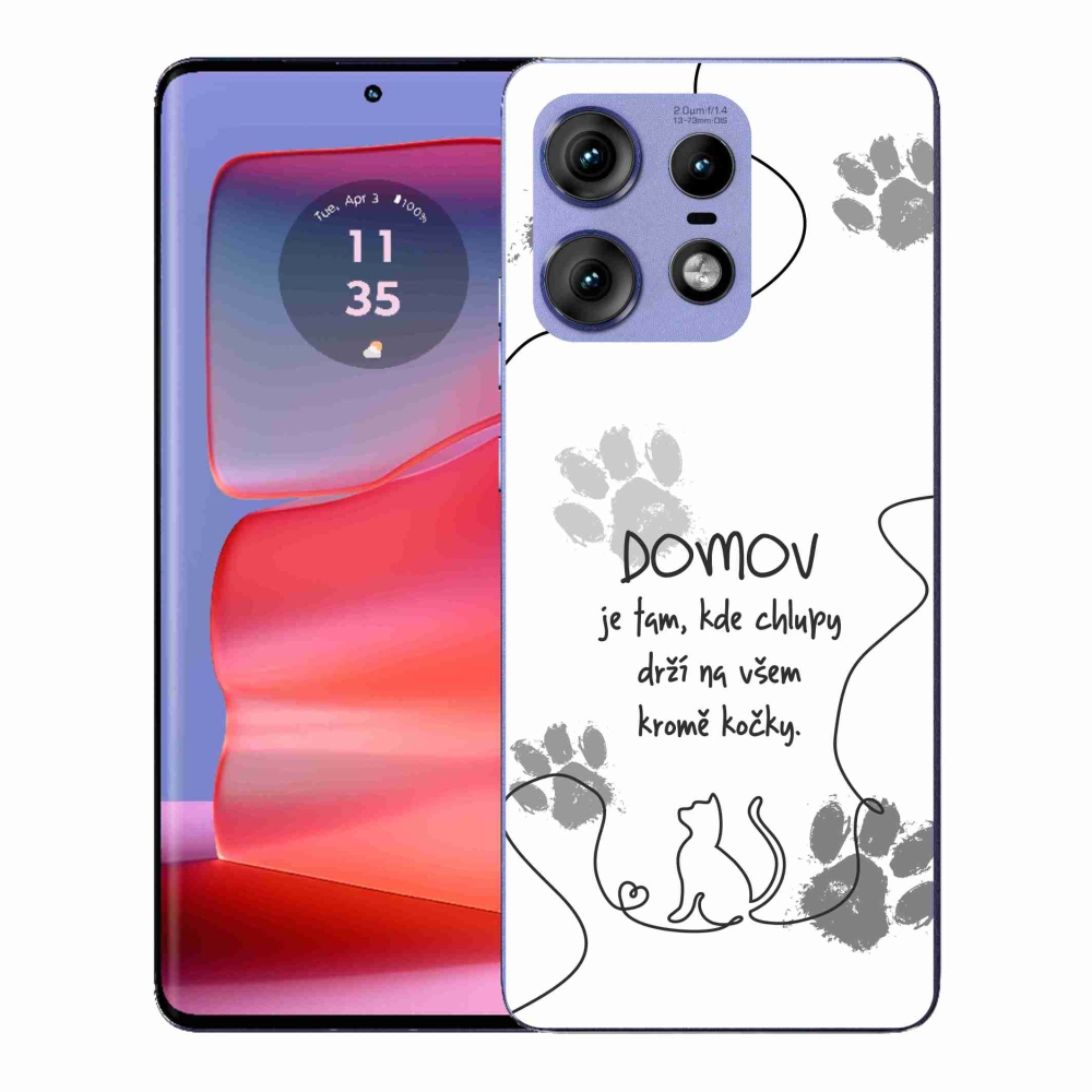 Zselés borító mmCase a Motorola Edge 50 Pro készülékhez - macska motívum fehér háttérrel