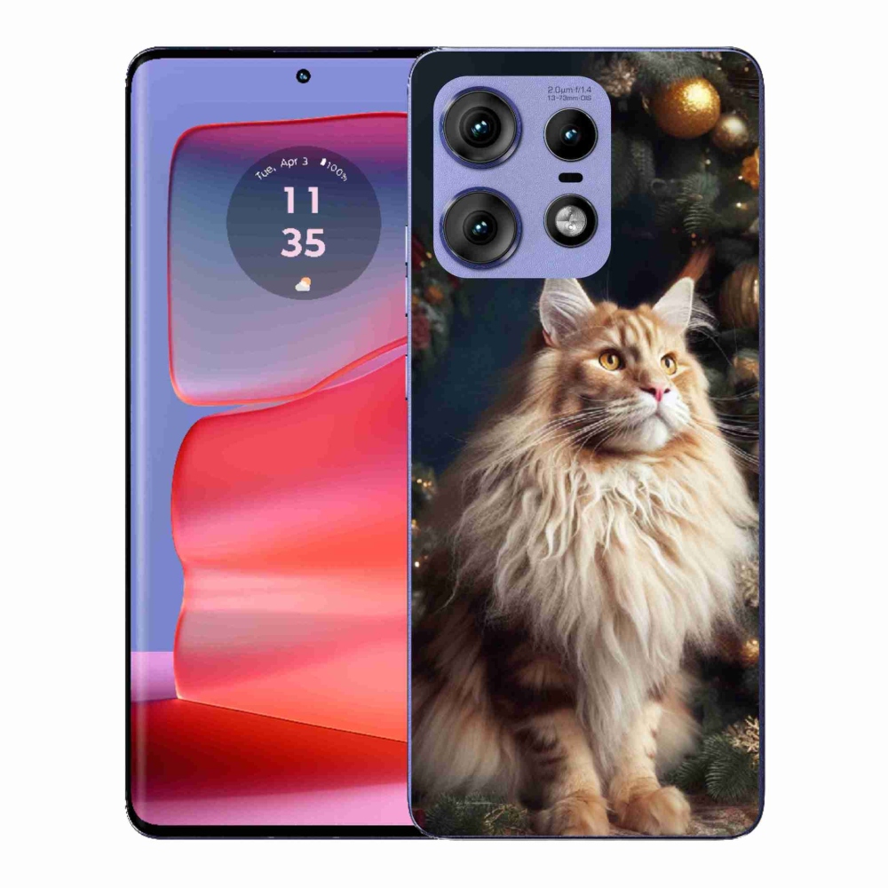 Zselés borítás mmCase a Motorola Edge 50 Pro készülékhez - macska a fánál