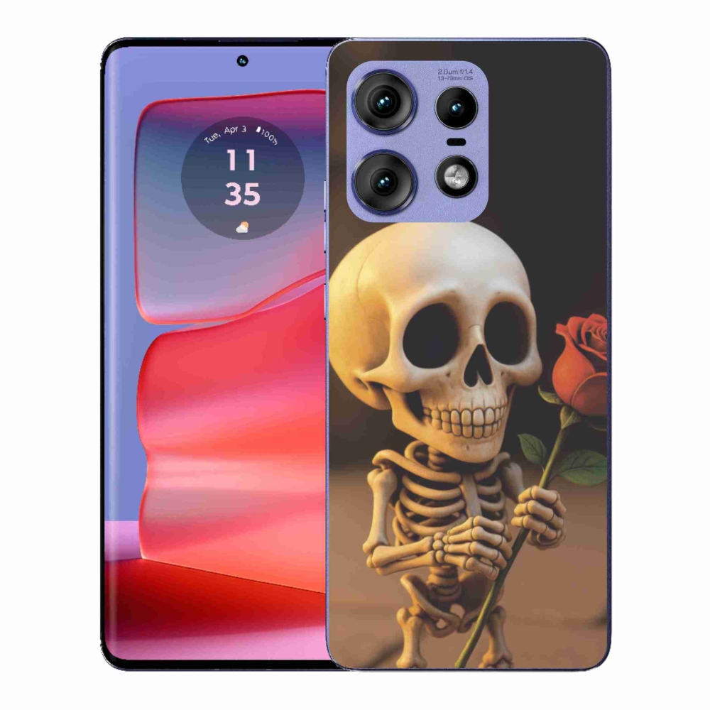 Zselés borítás mmCase a Motorola Edge 50 Pro készülékhez - csontváz rózsával