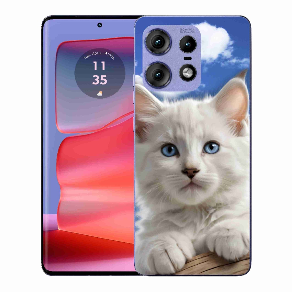 Zselés borítás mmCase a Motorola Edge 50 Pro készülékhez - cica és felhők