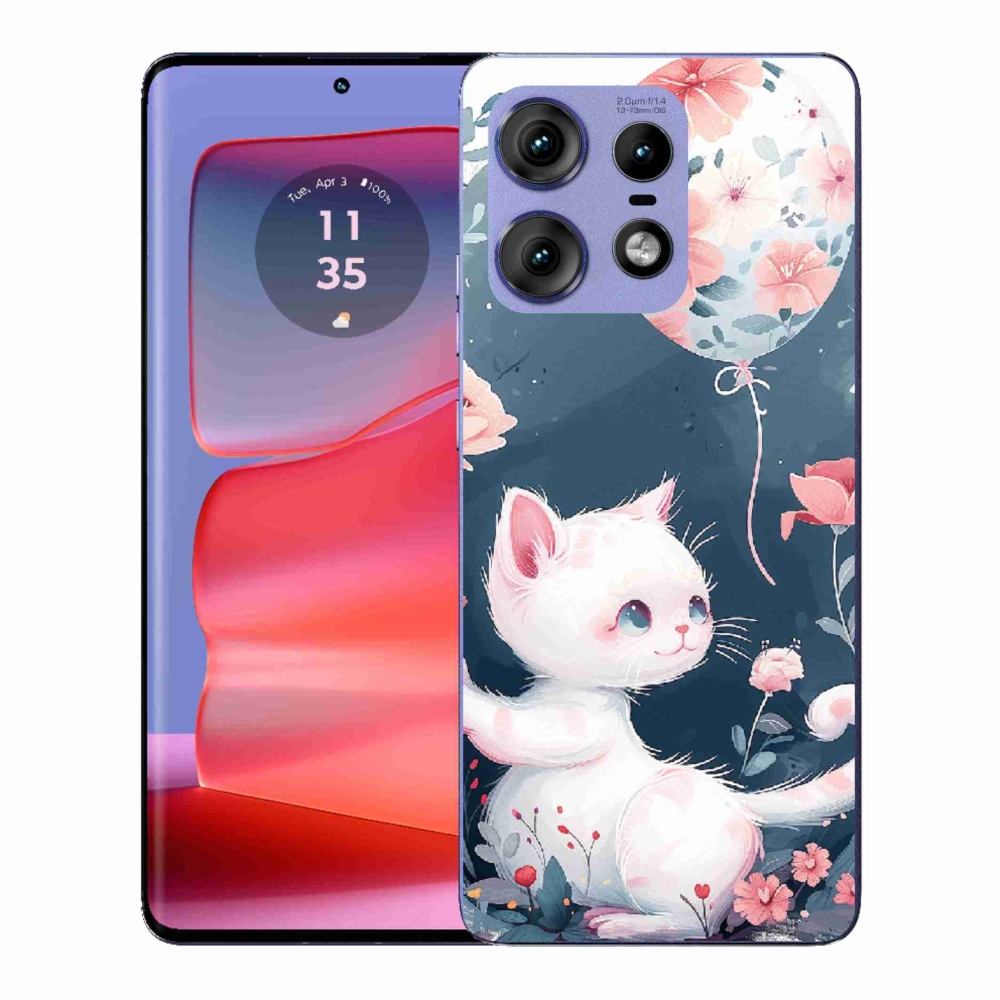 Zselés borítás mmCase a Motorola Edge 50 Pro készülékhez - cica lufival