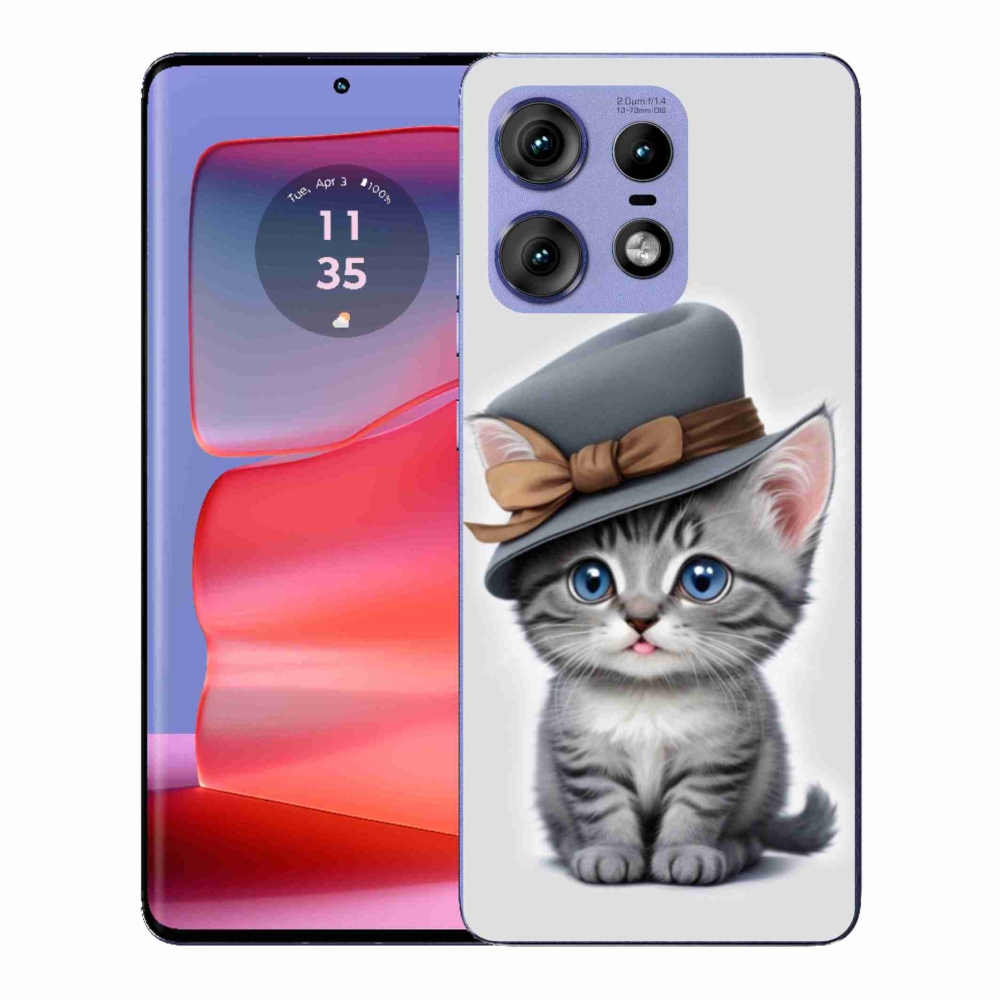 Zselés borítás mmCase a Motorola Edge 50 Pro készülékhez - cica sapkával