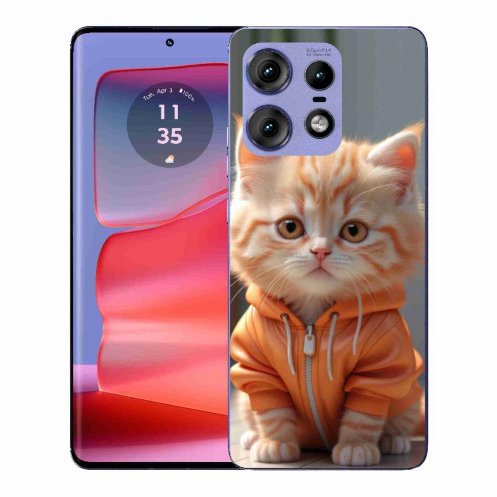 Zselés borítás mmCase a Motorola Edge 50 Pro készülékhez - cica melegítőben