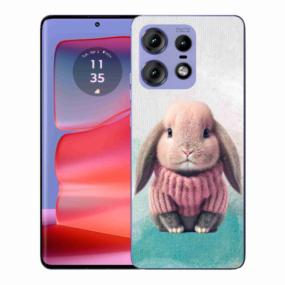 Zselés borítás mmCase a Motorola Edge 50 Pro készülékhez - nyúl pulóverben