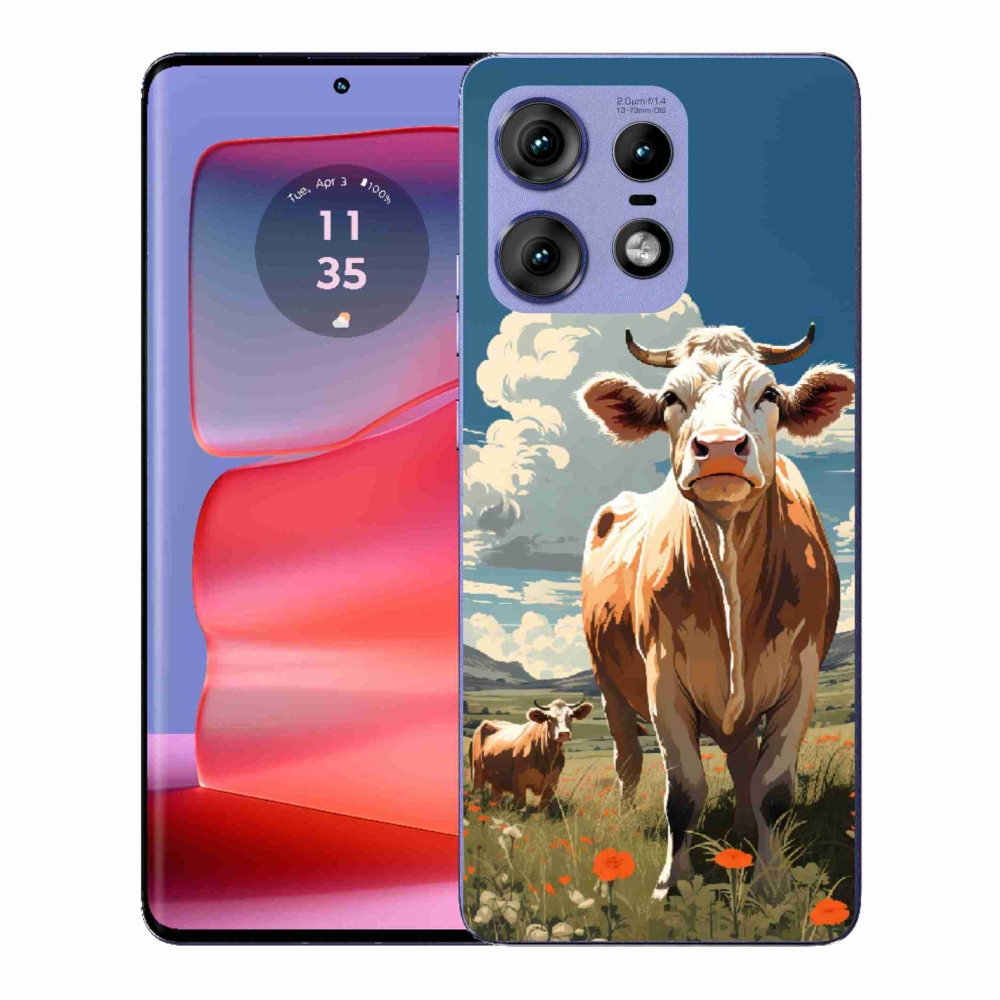 Zselés borítás mmCase a Motorola Edge 50 Pro készülékhez - tehenek a réten