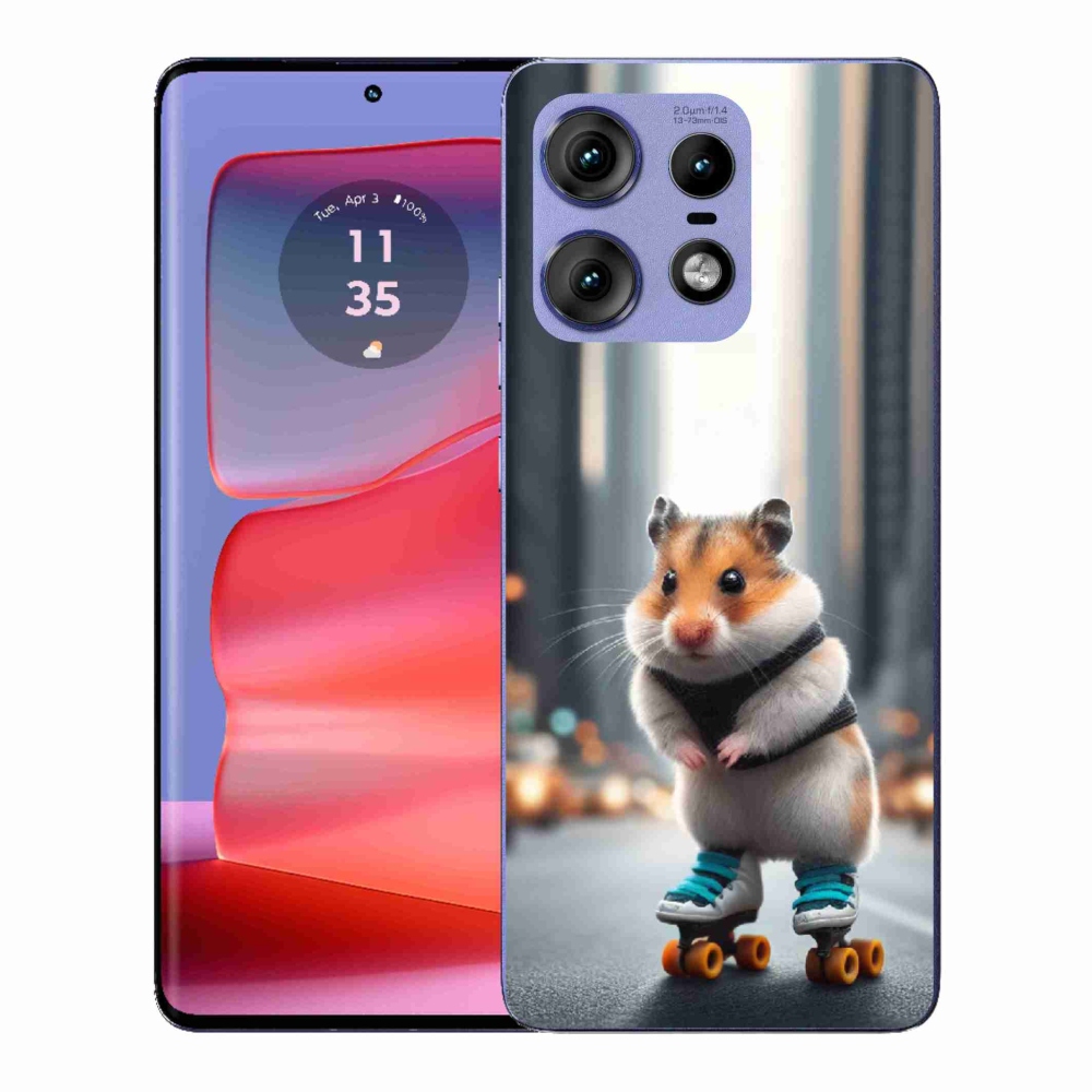 Zselés borítás mmCase a Motorola Edge 50 Pro készülékhez - hörcsög a korcsolyán