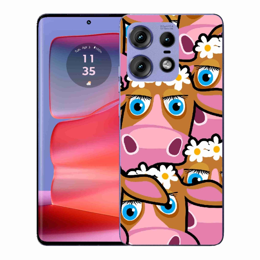 Zselés borítás mmCase a Motorola Edge 50 Pro készülékhez - karikatúrás tehenek