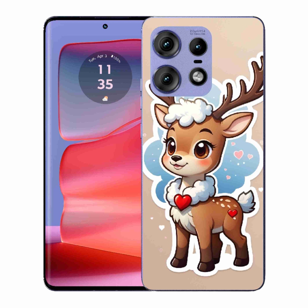 Zselés borítás mmCase a Motorola Edge 50 Pro készülékhez - rajzfilm rénszarvas