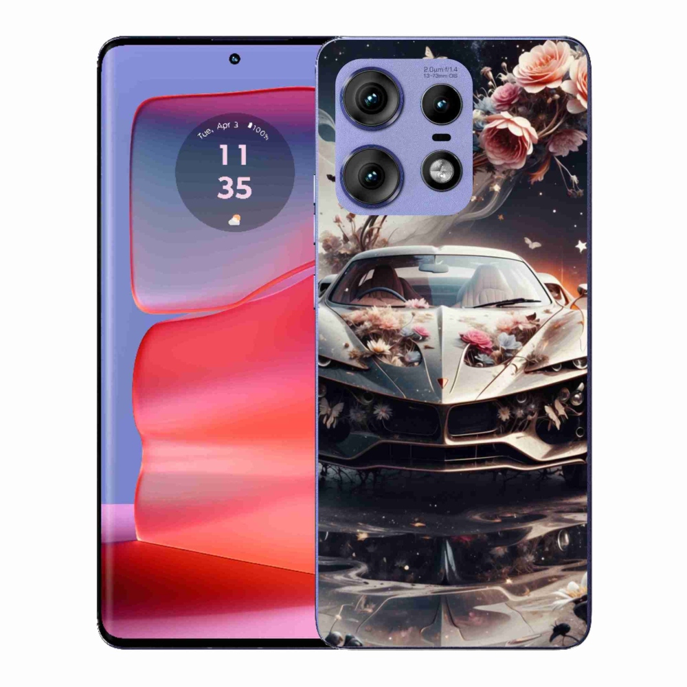 Zselés borítás mmCase a Motorola Edge 50 Pro készülékhez - virágos sportkocsi