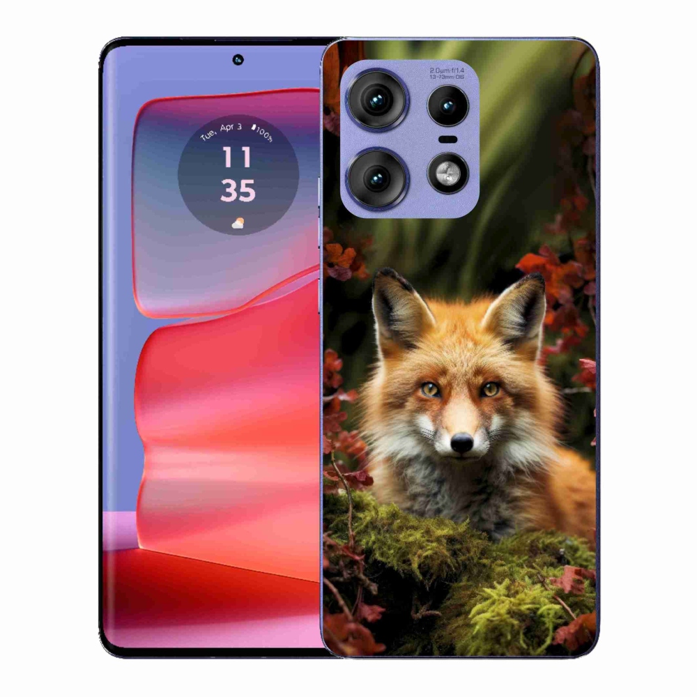 Zselés borítás mmCase a Motorola Edge 50 Pro készülékhez - róka az erdőben