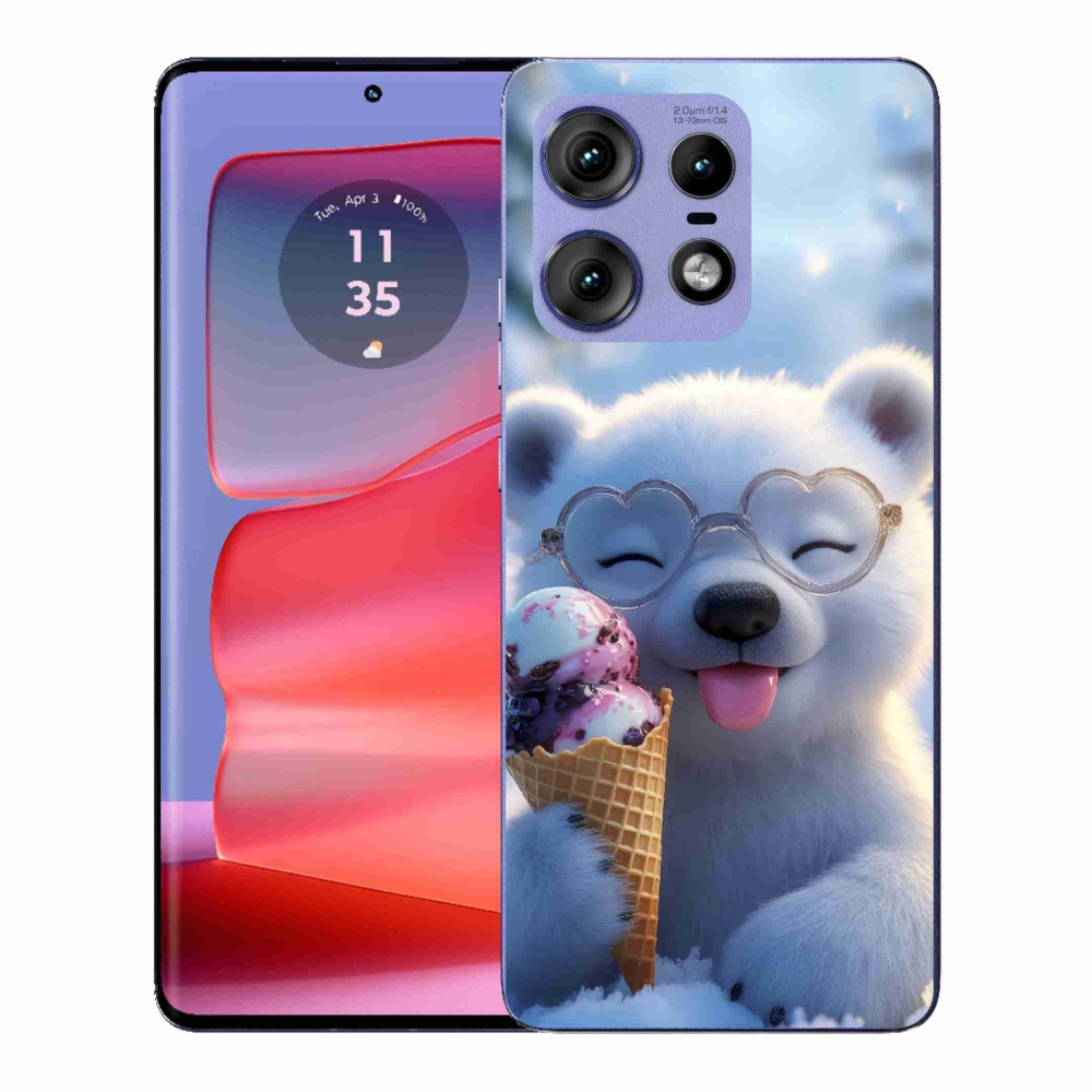 Zselés borítás mmCase a Motorola Edge 50 Pro készülékhez - mackó fagylalttal