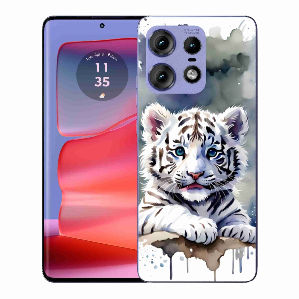 Zselés borítás mmCase a Motorola Edge 50 Pro készülékhez - fehér tigriskölyök