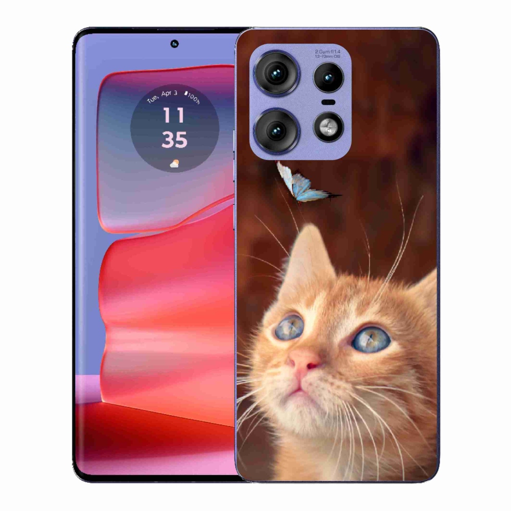 Zselés borítás mmCase a Motorola Edge 50 Pro készülékhez - pillangó és cica