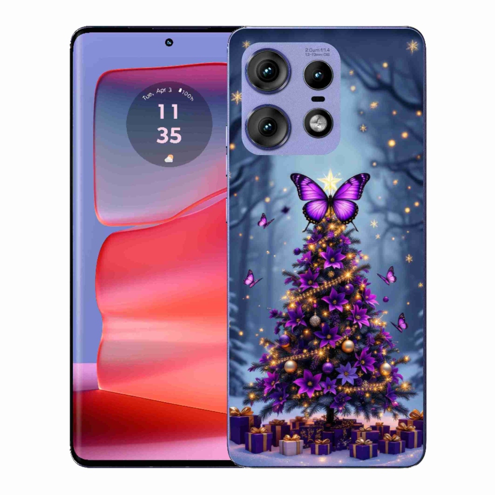 Zselés borítás mmCase a Motorola Edge 50 Pro készülékhez - pillangó karácsonyfa
