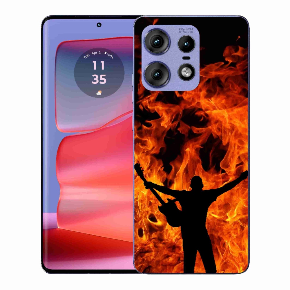 Zselés borítás mmCase a Motorola Edge 50 Pro számára - zenész és tűz